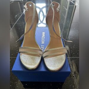 Stuart Weitzman Silver Adrianna Heels Size 9.5